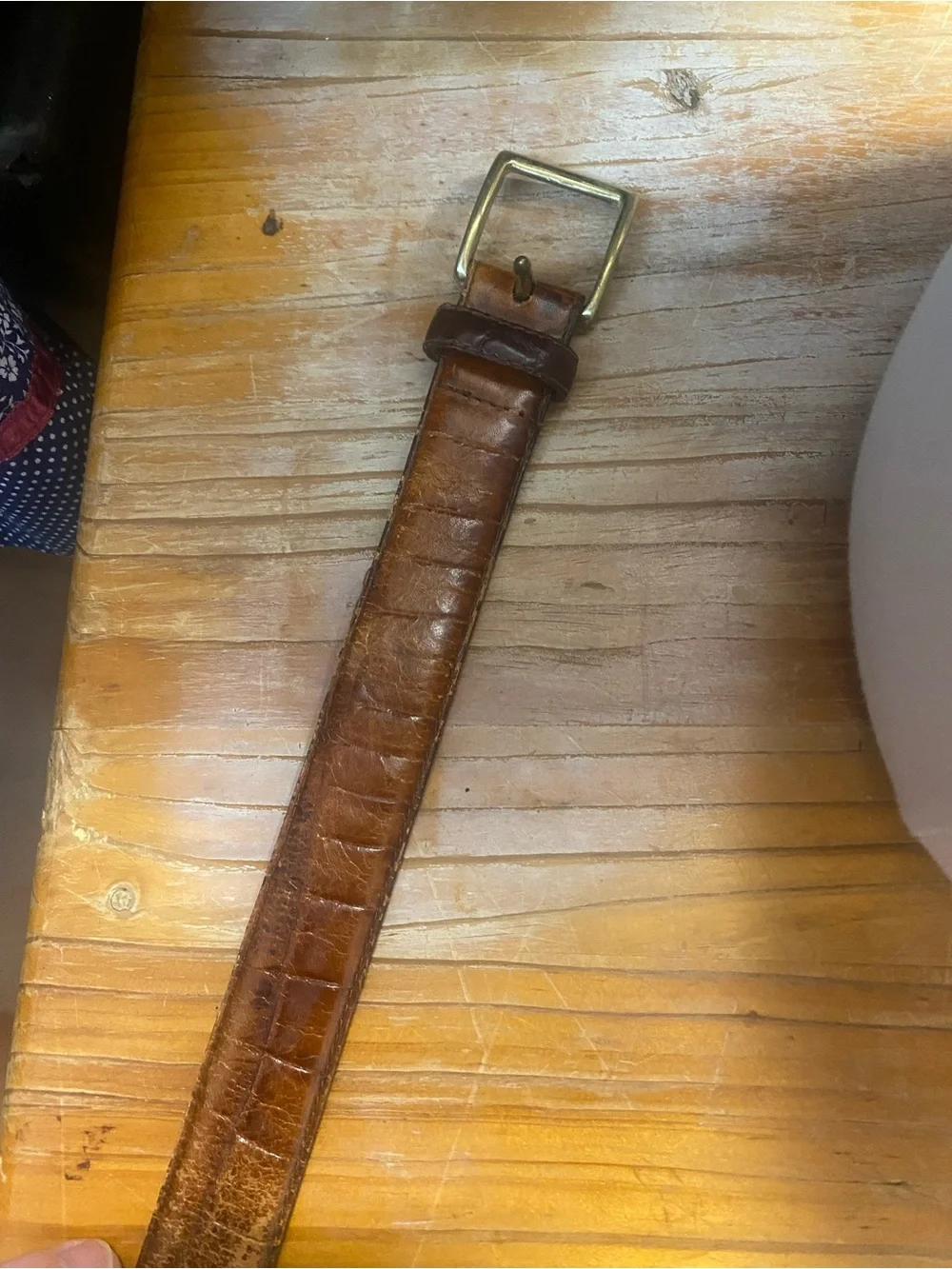 Vintages - Distressed- Cognac Brown Leather Men's Belt with Brass Buckle